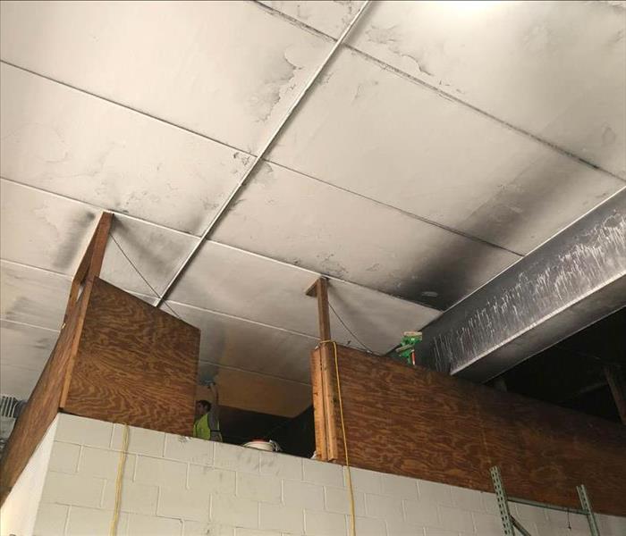 Ceiling during soot cleaning.